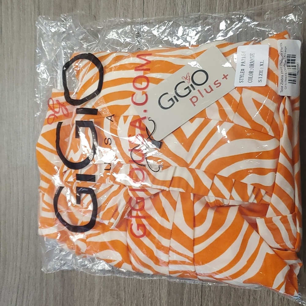J. Brooks Boutique Teia Zebra Print Palazzo pants, X-Large, orange